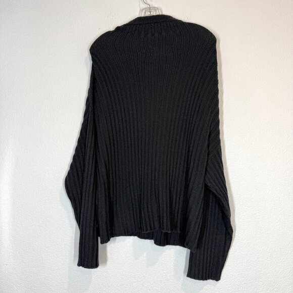 Black Tunic Sweater Mock Neck Ribbed Alpine Oversized Relaxed Small - Picture 3 of 10